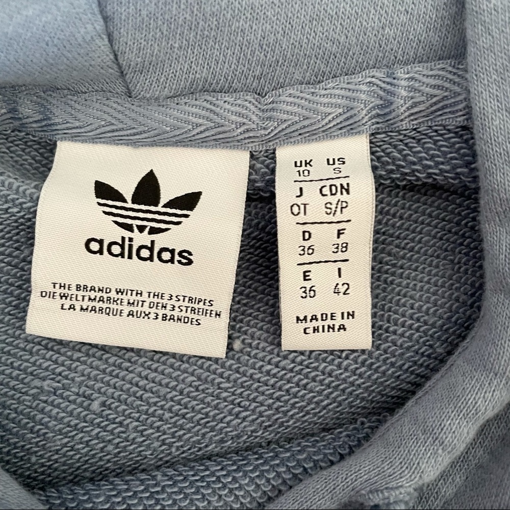 Adidas Active Icons Cropped Slate Blue Hoodie - Picture 3 of 11